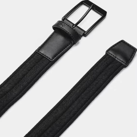 BRAND NEW men under armour golf braided black belt leather end pieces size 38 - Picture 1 of 6